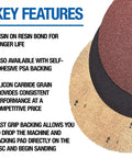 Key features of Silicon Carbide Floor Sanding Discs Double Sided 20 Inch No Hole Grit 60F for floor buffing machines.