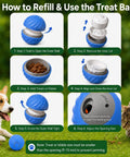 Instructions for using the Automatic Rolling Treat Dispenser Ball For Dogs And Cats Interactive Smart Puzzle Feeder