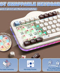 Wireless 98 Key Mechanical Keyboard Offering A Super Cute Cake Inspired Design With Dedicated Numpad Choco Candy Switches Compact Form Factor with colorful hot-swappable features.