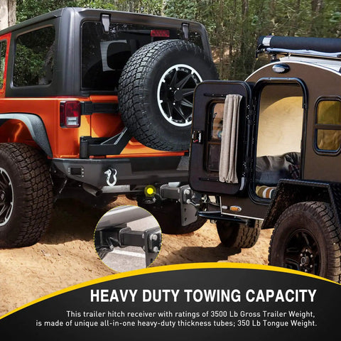 2 Inch Rear Hitch Receiver Kit For 2007 To 2018 Jeep Wrangler JK 4 Door And Unlimited With 4 Pin Wiring Harness, installed
