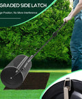 Compost And Peat Moss Spreader With 2-In-1 ATV And T Shaped Handle 44 Inch Rolling Width on grass with laser cut wire mesh