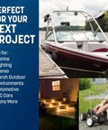 Boat in water, dock scene showing 100 Ft Duplex Marine Wire 12 Gauge Oxygen-Free Tinned Copper Boat Wiring With White PVC Jacket.