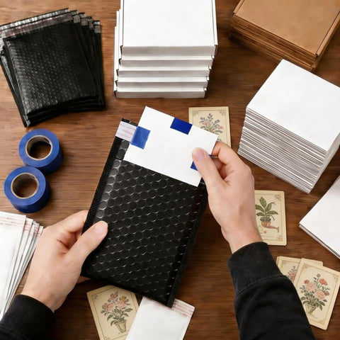 302 Pcs Trading Card Shipping Supplies Kit with bubble mailers and sleeves for safe transit, durable packaging gear for collectors.