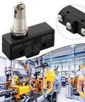 Built Tough Industrial Limit Switch LXW5 Series Push Plunger Actuated Momentary SPDT 10A AC 380V And DC 220V Metal Housing For Machine Control Panel Mounting, black metal