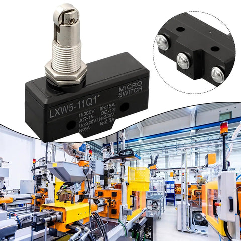 Built Tough Industrial Limit Switch LXW5 Series Push Plunger Actuated Momentary SPDT 10A AC 380V And DC 220V Metal Housing For Machine Control Panel Mounting, black metal
