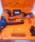 Gas Actuated Nailer Kit Pro Grade With Adjustable Drive Depth And Tapered Design For Tight Spots, in orange case