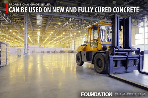 Tough As Nails Sodium Silicate Concrete Sealer And Surface Hardener Concentrate Five Gallon Bulk Bucket in a large warehouse with a forklift.