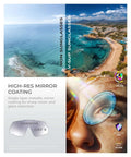 Comparison of non-sunglasses view and V-Sup sunglasses view with high-res mirror coating for clear, glare-reduced vision.