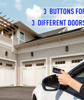 Universal Garage Door Opener Remote With Visor Clip Two Pack for LiftMaster Chamberlain Craftsman Door Openers in use