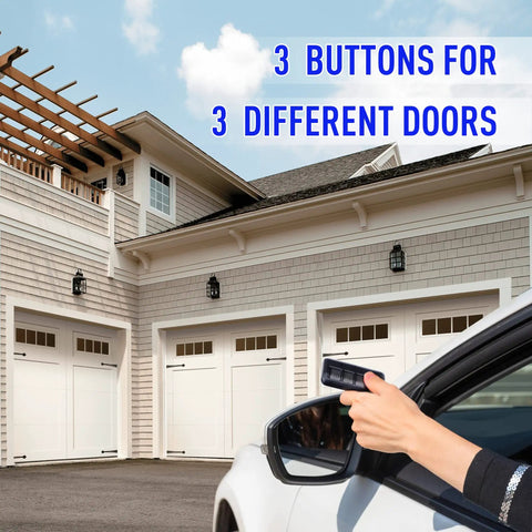 Universal Garage Door Opener Remote With Visor Clip Two Pack for LiftMaster Chamberlain Craftsman Door Openers in use