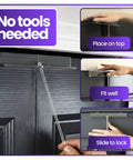 Slide-Lok Bi-Fold Door Lock Kid-Friendly Easy Install Child Safety Lock for double closet doors being placed and used