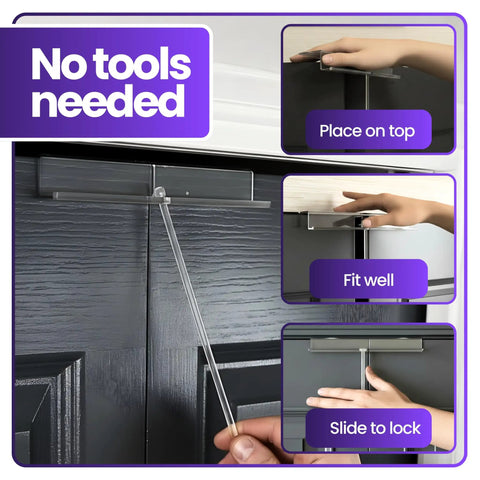 Slide-Lok Bi-Fold Door Lock Kid-Friendly Easy Install Child Safety Lock for double closet doors being placed and used