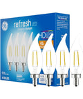 Refresh LED Daylight Bulbs For Energy Saving And Bright Colors 40W Equivalent Clear Decorative Candle Light Bulbs With Small Base 4 Pack