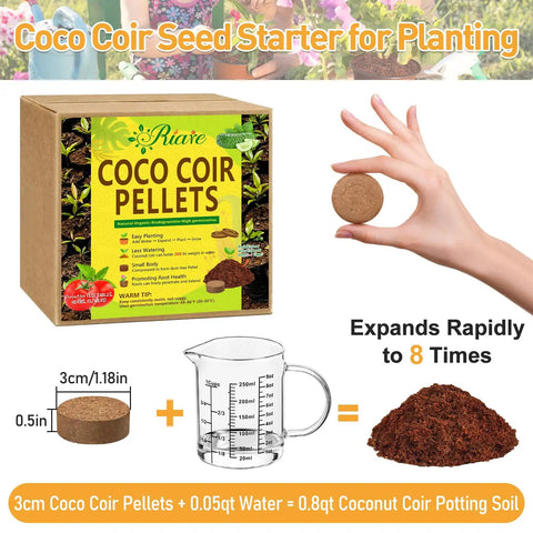 200 Pcs 30mm Organic Coconut Coir Seed Starter Pellets For Easy Seed Starting Soil Mix Soak To Expand Compressed Coconut Fiber