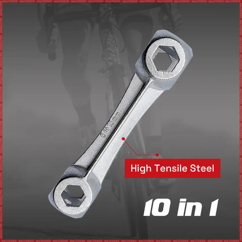 10 in 1 hex wrench from Beginner Friendly Ride Ready Bike Tool Kit With Frame Bag 120 Psi Mini Pump 17 In 1 Multitool 3 In 1 Tire Lever