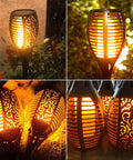 Solar Torch Lights With Flickering Flame For Outdoor Yards And Pathways, Waterproof IP65 Tiki Torches, easy ground stakes