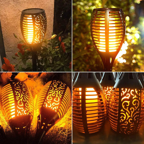 Solar Torch Lights With Flickering Flame For Outdoor Yards And Pathways, Waterproof IP65 Tiki Torches, easy ground stakes