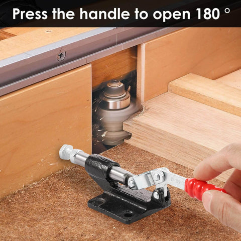 Heavy Duty Toggle Clamp Set 2 Pack Quick Release Push Pull Latch With 32 Mm Stroke And 500 Lbs Holding Power Adjustable M8x35mm Shaft in use