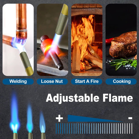 Push Button Propane Torch Head With Adjustable Flame And Continuous Flame Lock One Hand Ignition for various tasks