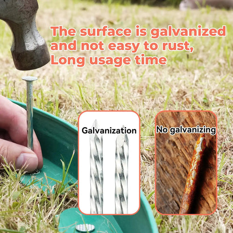 Heavy Duty Spiral Landscape Spikes 8 Inch Galvanized Garden Stakes demonstrating rust resistance during installation