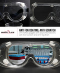 3 Pack Clear Anti-Fog Safety Goggles With Adjustable Strap ANSI Z87.1 Chemical Splash Resistant Over Glasses Eye Protection