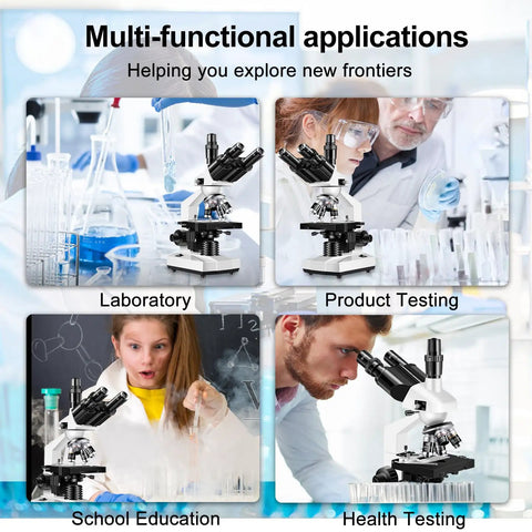 Trinocular Microscope For Adults 40X-5000X Magnification in laboratory, school education, product testing, and health testing scenes