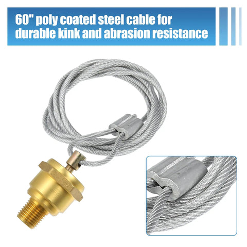 60 inch poly coated steel cable with brass plug for 2 Pair Manual Air Tank Drain Valve Plug 1/4 NPT for Big Rigs