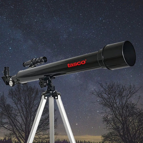 Beginner Friendly 600x50mm Refractor Telescope Kit For Stargazing Folks with aluminum tripod against night sky background