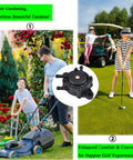 Universal Gas Vacuum Fuel Pump With Filter And Oil Hose Beefed Up Heavy Duty Design Compatible With 17HP 25HP Engines shown with lawn mower and golf cart.