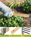 Gardener using Japanese Hand Tiller And Garden Rake Tool With 15.4 Inch Stainless Steel Cultivator And Hoe For Digging Weeding And Planting