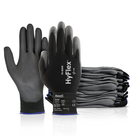 Light Duty Industrial Gloves With Polyurethane Palm Coating For Metal Fabrication Machinery And Automotive Work Size 9 Black 12 Pairs Abrasion Resistant Durable Grip