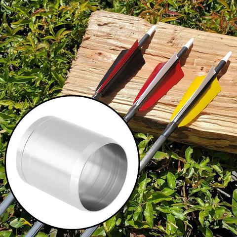20X Protector Nock Collars And Protective Rings For Carbon Arrows OD 7.2mm Arrow Shaft Shield on wooden block with arrows