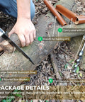 Heavy Duty Hand Auger Wood Drill for Bushcraft and Camping with Beefed Up Welds Hex Head shown with folding saw and accessories