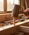 Inserting Fluted Wooden Dowel Pins Set Natural Hardwood Dowels One Quarter Inch By One And One Fifth Inch Beveled Ends into wood joint