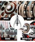 3 Jaw Gear Puller Tool Kit Built Tough, Heavy Duty Bearing And Pulley Puller Set with images of gears, wheel, axle, and motor gear