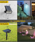 Color Changing Solar Outdoor Spotlights With 9 Lighting Modes And 40 LED Multicolor Lights IP65 Waterproof Garden Pathway Lamps