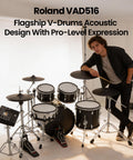 VAD516 V Drums Acoustic Design Electronic Drum Kit Bundle With Audio Cable Drumsticks Drumstick Bag And Austin Bazaar Polishing Cloth