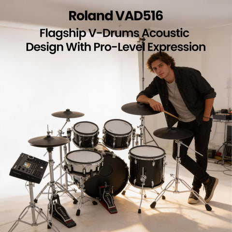 VAD516 V Drums Acoustic Design Electronic Drum Kit Bundle With Audio Cable Drumsticks Drumstick Bag And Austin Bazaar Polishing Cloth