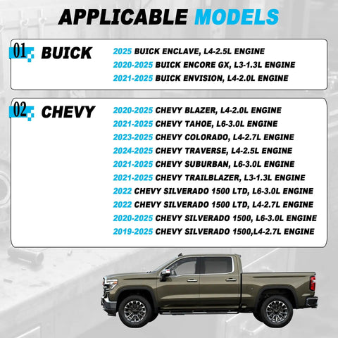 List of applicable models for Six Pack Engine Oil Filter Set Direct Fit For Chevy Silverado Suburban Tahoe Colorado GMC vehicle models.