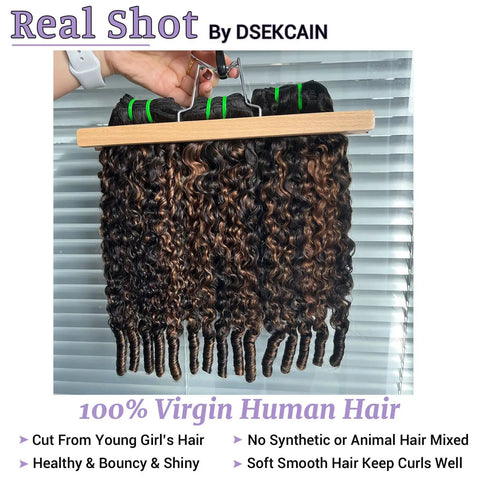 Burmese Curly Human Hair Bundles 100 Percent Real 14 16 18 Inch Weft Sew In P1b 30 Dark Highlight Medium Brown Natural Look
