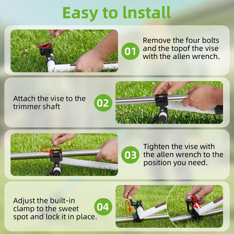 Step-by-step installation guide for Ergonomic Trimmer Grip With Shoulder Harness For Upright Trimming Weed Eater Handle Extension
