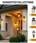 Industrial Outdoor Wall Light Fixtures Set Of 2 With Water Ripple Glass installed by front door with ceiling and post lights shown