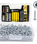 Pocket Hole Screws Set 300 Pcs 8x1 Inch Zinc Coated Carbon Steel With Square Drive Robertson Head clear case with screws
