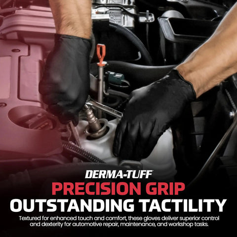 Heavy Duty Six Mil Nitrile Disposable Gloves Xl Size One Hundred Count Box, textured grip for automotive repair tasks.