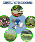360 Degree Metal Spot Sprinkler 2 Pack for Yard and Garden Use with images of various applications in gardens and lawns