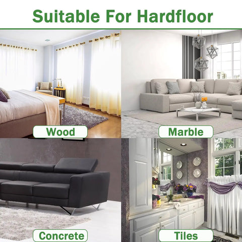 Image showing rooms with wood, marble, concrete, and tile floors illustrating use for Eight Piece Rug Corner Grippers Set With Double Sided Rug Tape, Reusable And Washable Non Slip Pads, Strong Adhesive For Hardwood Floors, Keeps Rugs Flat, No Damage, Easy Install For Area Rugs.