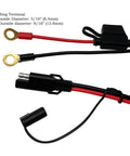 12V Ring Terminal Harness With Fused 2 Pin Quick Disconnect Plug for Bike and Snowmobile Heated Gear