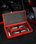 8 Piece Stud Extractor Set For SAE And Metric, Broken Stud Removal Sockets, Stud Puller Kit For Automotive Repairs, Versatile Tool To Remove Rusted, Stripped And Broken Studs in red carrying case.