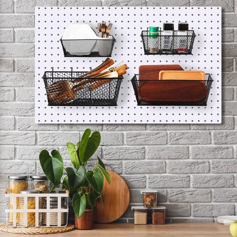 Pegboard Baskets Set Four Large Steel Wire Baskets For Garage And Workshop Organization Wall Mounts That Actually Make Space Shine