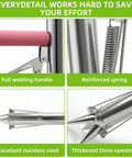 Semi Automatic Long Handled Garden Planter Tool For Seedlings And Bulbs details, including handle, spring, stainless steel body.